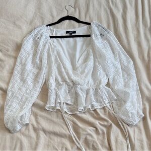 Lulus White Billowy Sleeve Top